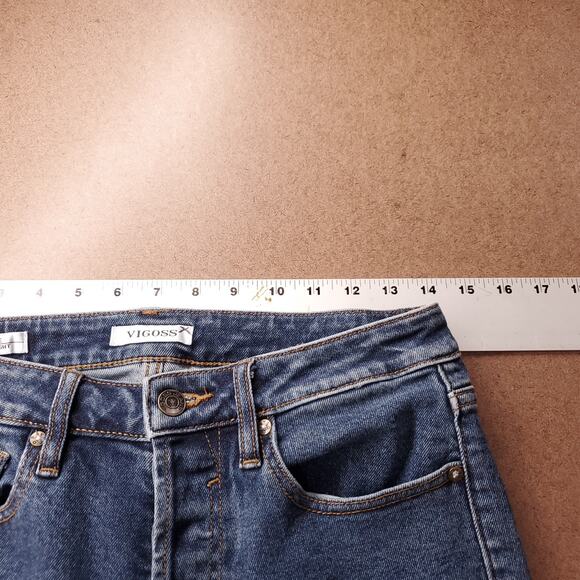 Vigoss Frankie Slim Straight Jeans Womens 27 Blue Dark Wash Stretch Classic Fit - Picture 3 of 12